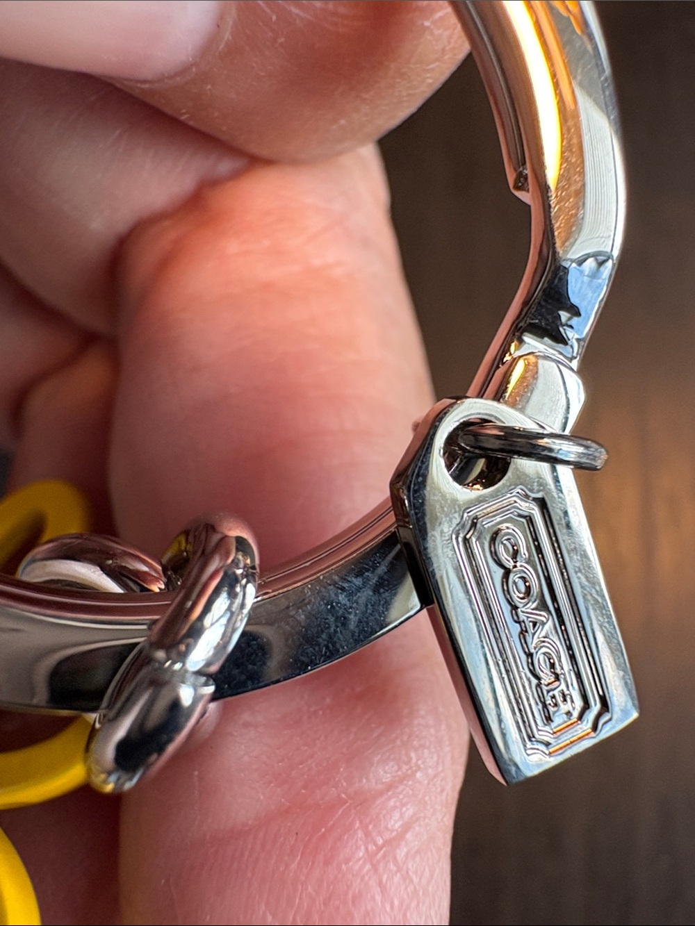 Coach Yellow Flower Key Ring with Red Gem Accent - Picture 4 of 4